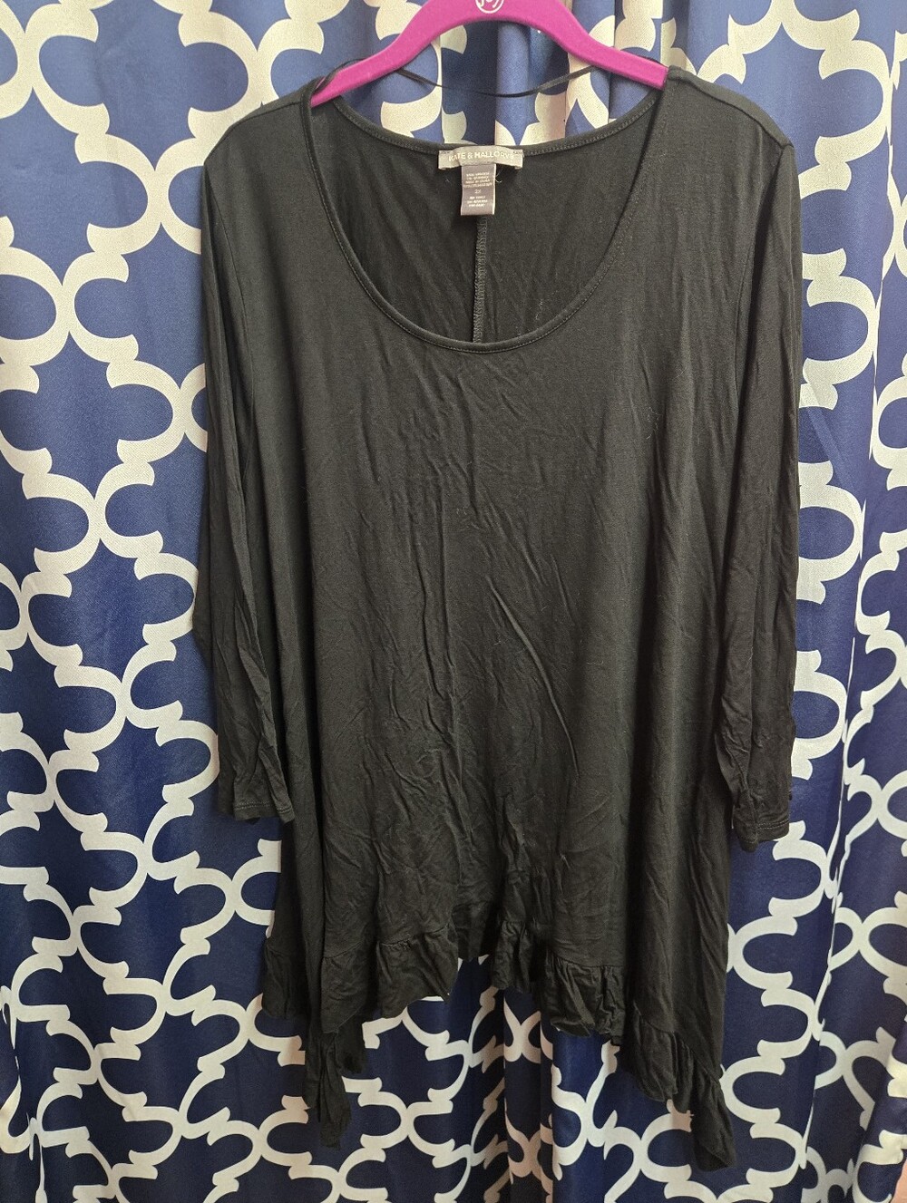 Kate & Mallory Black Ruffled-Hem Scoop Neck Tunic Size 3X